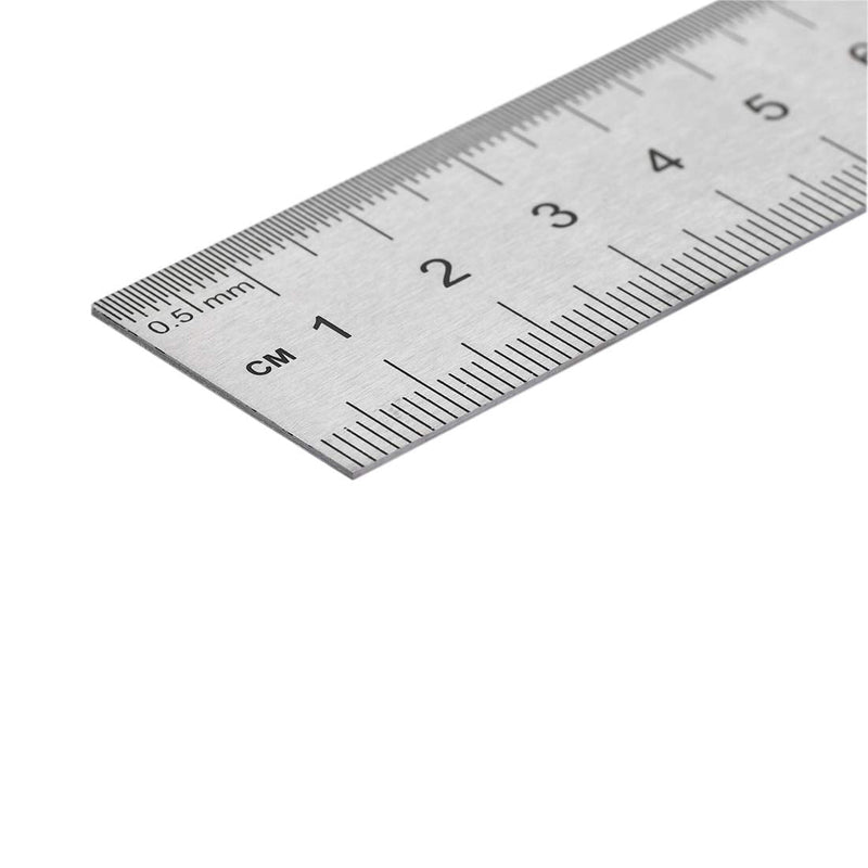  [AUSTRALIA] - uxcell Straight Ruler 20cm 8 Inch Metric Stainless Steel Measuring Tool with Hanging Hole 2pcs