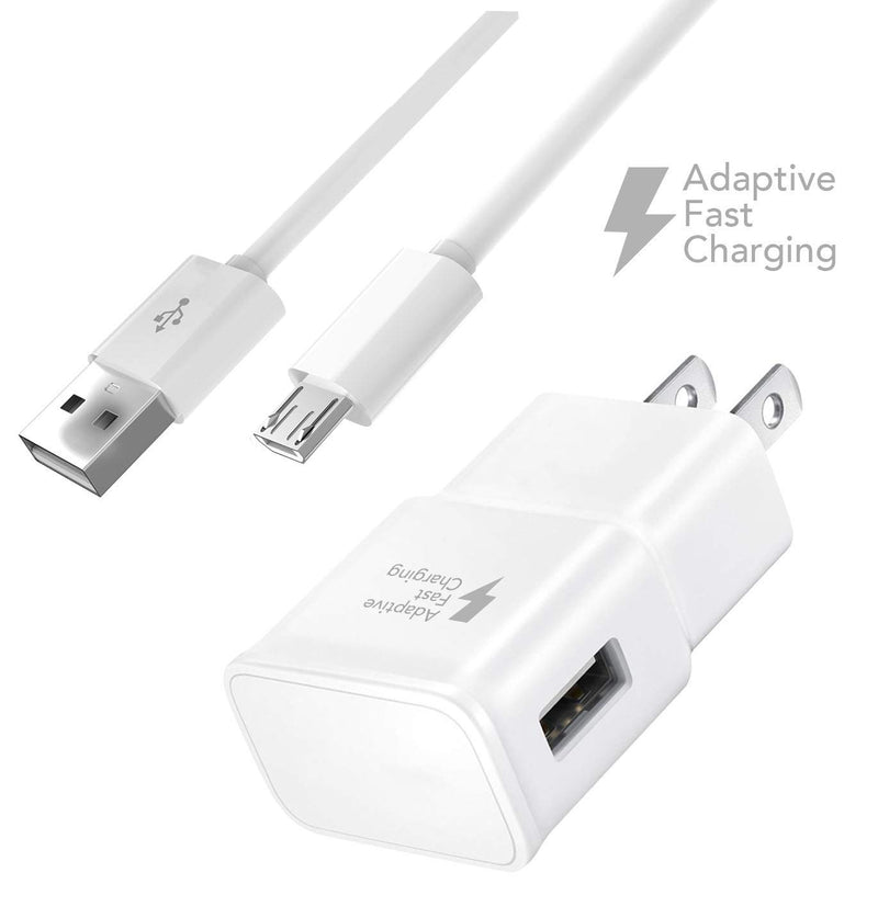 Samsung Fast Adaptive Wall Adapter Charger for Galaxy S7 Edge S6 Plus Note 5 4 J3 J5 J7 Prime EP-TA20JWE - 5 Foot Micro USB Cable and OTG Adapter - White - LeoForward Australia