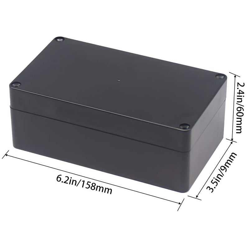  [AUSTRALIA] - Zulkit Junction Box Waterproof Dustproof IP65 ABS Plastic Project Box Universal Electrical Boxes Enclosure Black 6.22 x 3.54 x 2.36 inch (158 x 90 x 60 mm)(Pack of 2) 6.22'' x 3.54'' x 2.36''(Pack of 2)