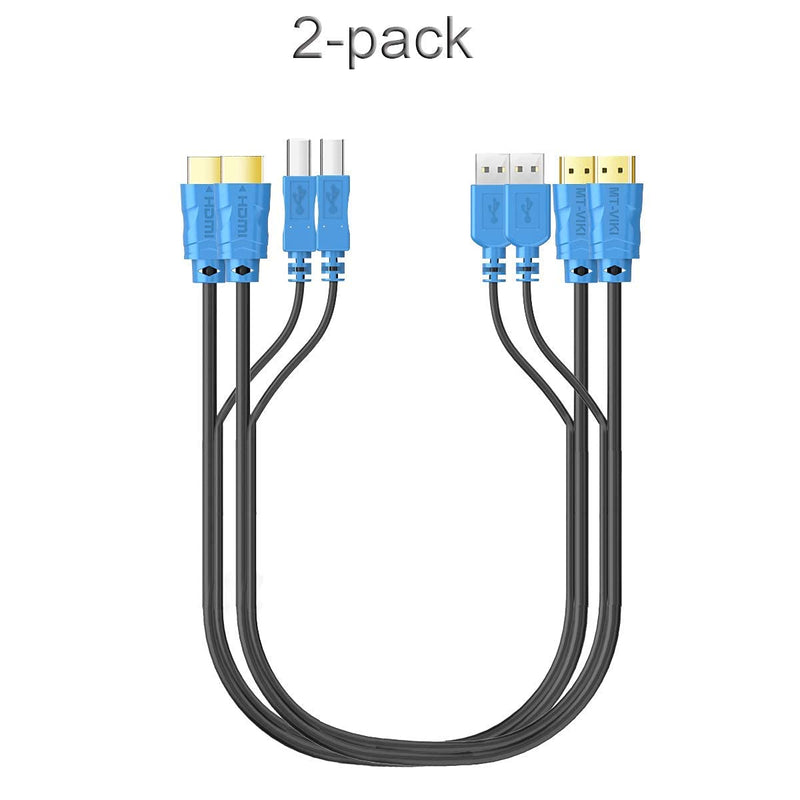  [AUSTRALIA] - 2 Packs USB HDMI KVM Cable 10ft 4K HDMI USB A to HDMI USB B Twin Cord for Standard KVM Switch 10ft