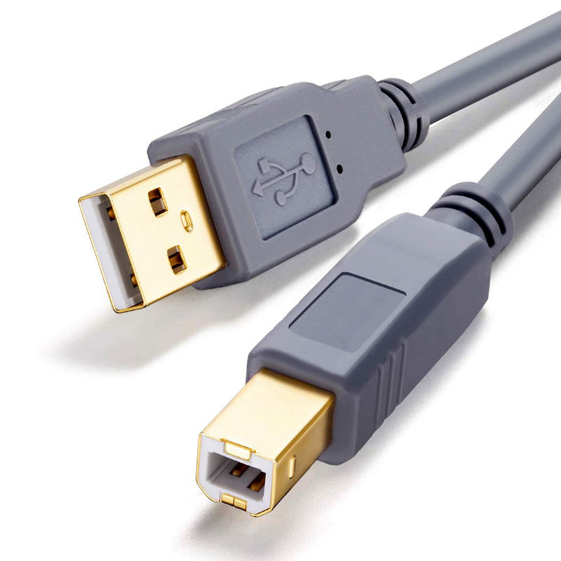  [AUSTRALIA] - Printer Cable 25 ft, JewMod USB Printer Cable USB 2.0 Type A Male to Type B Male Printer Scanner Cable for HP, Canon, Lexmark, Epson, Dell, Xerox, Samsung etc. 25Feet Gray
