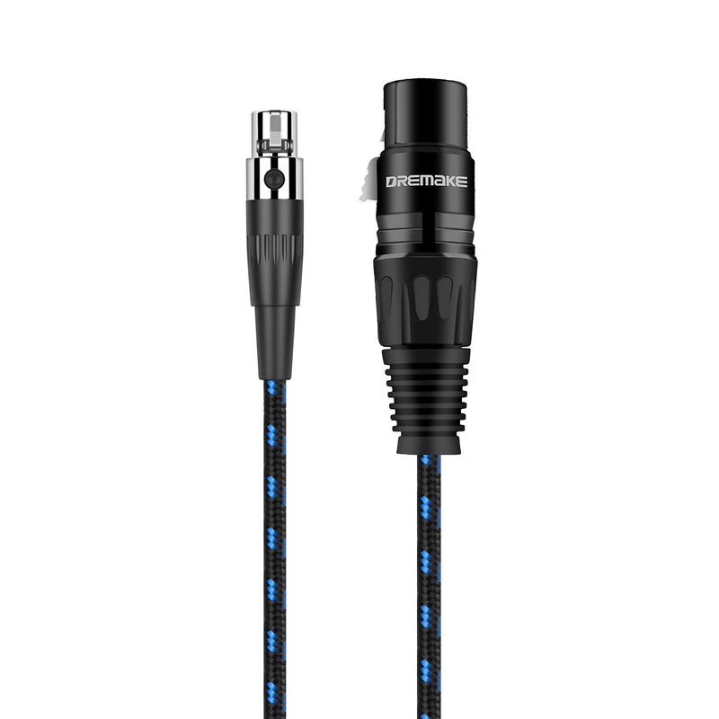  [AUSTRALIA] - DREMAKE 3FT Mini XLR Male to Standard XLR Female Converter Cable, 3-Pin XLR to Mini XLR Microphone Audio Cable for Professional Camera, Label Microphone, Power Amplifier, Equalizer - Black Blue Tweed 3Feet/1M