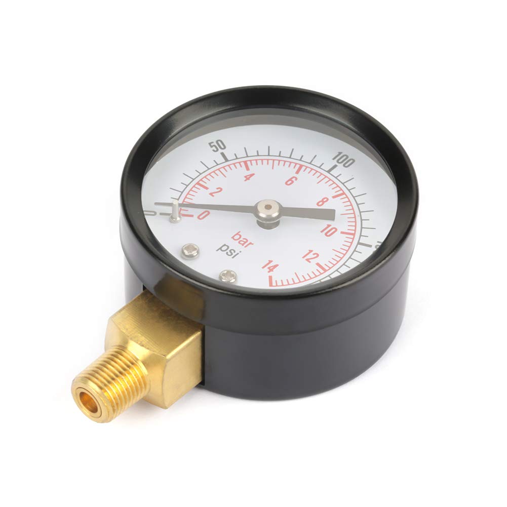  [AUSTRALIA] - LiebeWH Pressure Gauge Pressure Gauge, 0-200psi/0-14bar Base Entry Pressure Gauge NPT 1/8" for Water Air Oil