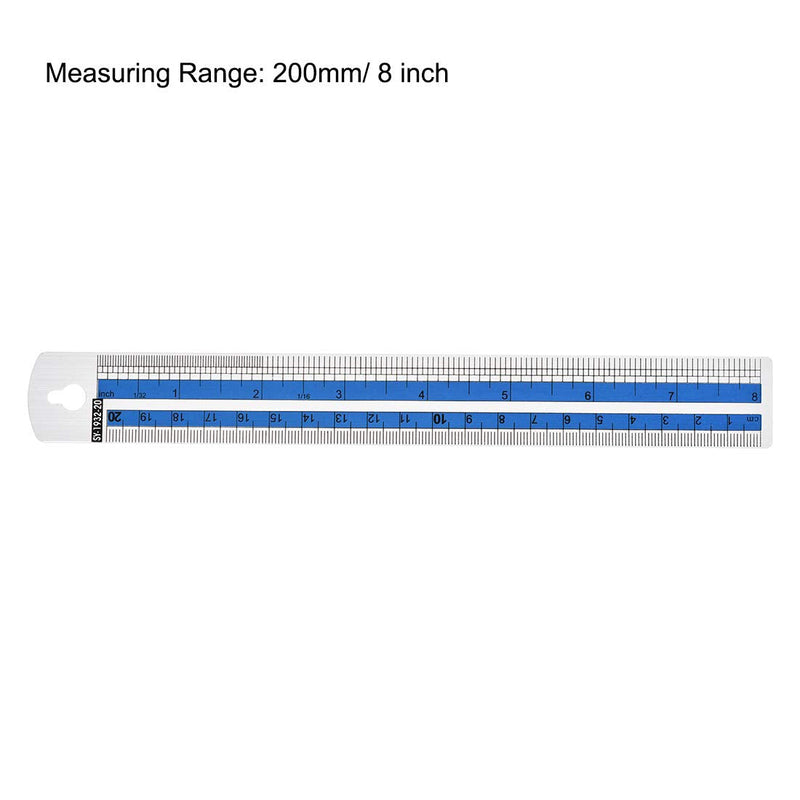  [AUSTRALIA] - uxcell Aluminum Rulers 8 Inch 20cm Precision Straight Edge Metal Ruler Metric and Imperial Ruler Measuring Tool, (Blue, 2Pcs) Blue