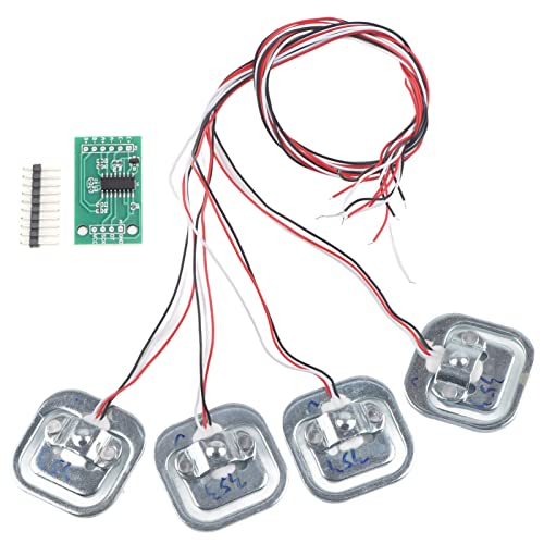  [AUSTRALIA] - Fafeicy HX711 Module + 4pcs Personal 50kg Half Bridge Strain Gauge Weighting Sensor Set, equipped with three operating modes and two analog channel inputs, 34*34mm sensor size