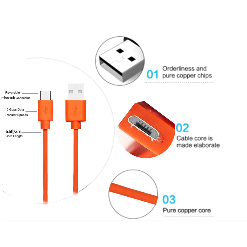  [AUSTRALIA] - Replacement USB Charger Charging Cable Cord for Ring Enabled Ring Video Doorbell 2/3/Plus / 4 (2020 Release) Power Cord, Peephole Cam,Doorbell Pro,Doorbell 2 3 Camera Battery Charging Cable (Orange) Orange