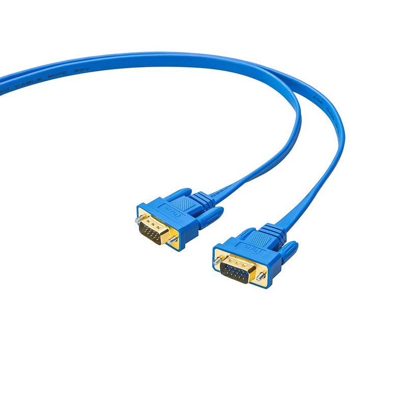 DTECH Flat Thin Extra Long VGA Cable 25 ft Male to Male 15 Pin Connector Computer Monitor Cord 1080p HD High Resolution(8 Meter, Blue) 25ft - LeoForward Australia