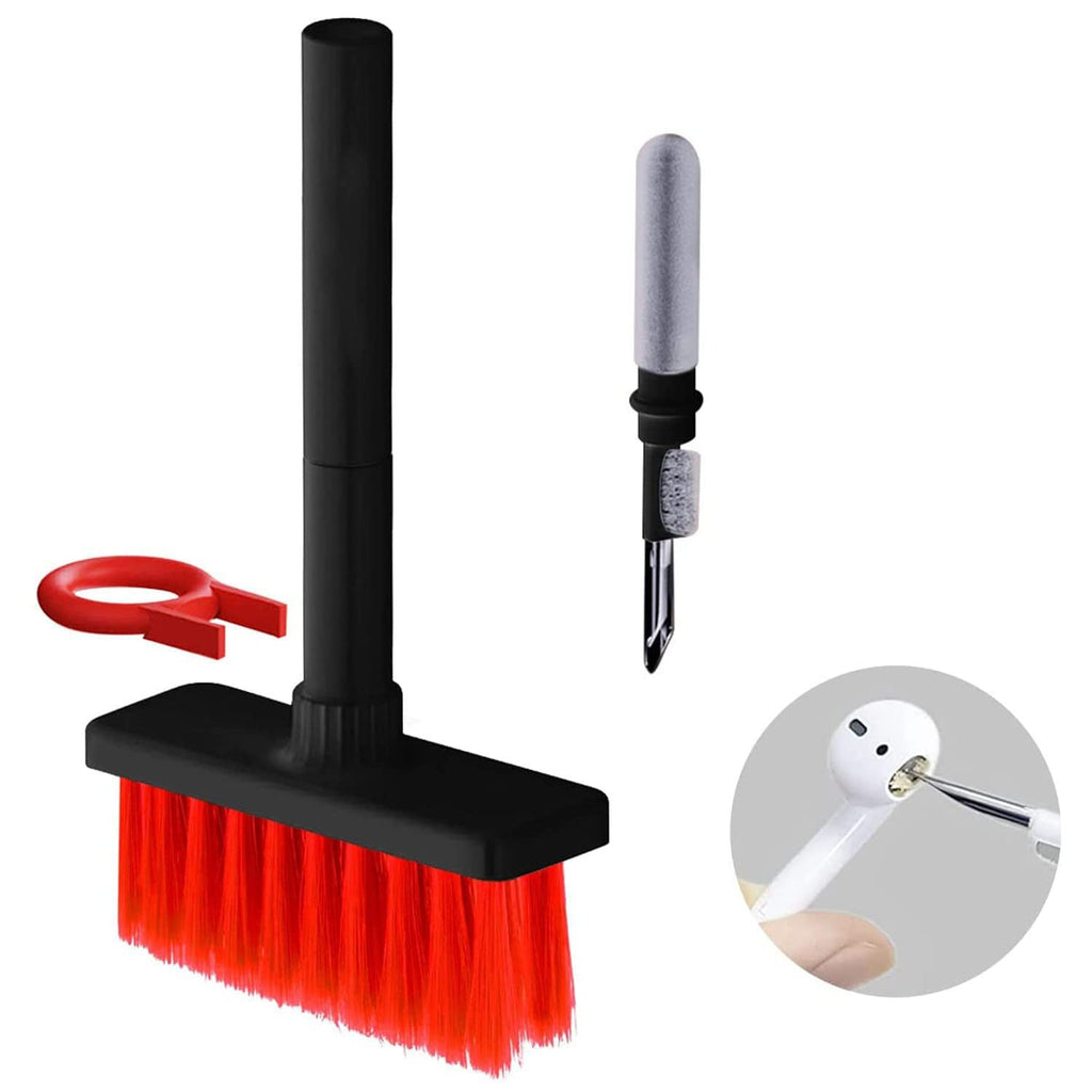  [AUSTRALIA] - 5 in 1 Keyboard Cleaner, Multi-Function Keyboard Cleaning Brush kit for Keyboard AirPods (with Key Puller) (Black)