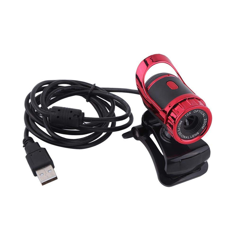  [AUSTRALIA] - USB Desktop Laptop Camera,Manual Focus HD Webcam with Built-in Microphone,Clip-on Mini Plug and Play Video Calling Webcam,360° Rotating(Red) Red