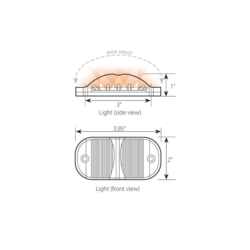  [AUSTRALIA] - Grand General 76250 Amber Rectangular Camel Back Wide Angle 14-LED Marker and Clearance Sealed Light