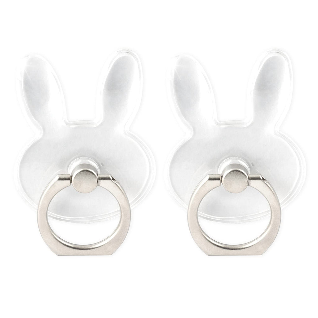  [AUSTRALIA] - [2 Pack] Transparent Rabbit Finger Ring Cell Phone Ring Holder Stand,360 Degree Rotation and 180 Degree Adjustable Finger Ring Kickstand with Polished Electroplated Phone Grip