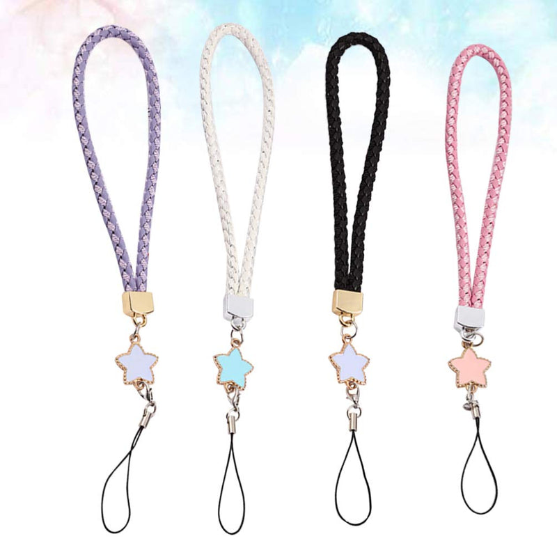  [AUSTRALIA] - TENDYCOCO 4pcs Hand Wrist Strap Phone Hanging Straps Stars Phone Straps Leather Handmade Cell Phone Lanyards Cute Phone Charms for Purse Keychain Camera Smart Phones