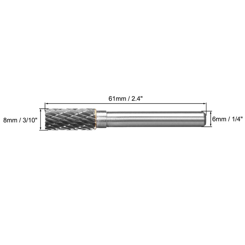  [AUSTRALIA] - uxcell Tungsten Carbide Rotary Files 1/4" Shank, Double Cut Top Toothed Cylinder Shape Rotary Burrs Tool 8mm Dia, for Die Grinder Drill Bit Wood Soft Metal Polishing Model Engineering