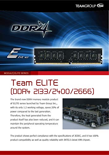  [AUSTRALIA] - TEAMGROUP Elite DDR4 8GB Single 2400MHz PC4-19200 CL16 Unbuffered Non-ECC 1.2V 1Rx8 UDIMM 288 Pin PC Computer Desktop Memory Module Ram Upgrade- TED48G2400C1601 2400MHz- 8GB