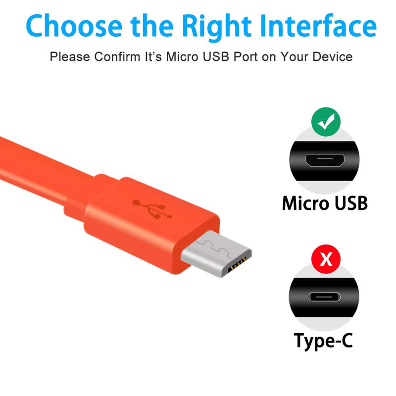  [AUSTRALIA] - 2 Pack Replacement Micro USB Charger Flat Cable Cord,Fast Charging Power Supply Cable Line for JBL Speaker Logitech UE Boom GO Xtreme Charge Clip Flip 2 2+ 3 4 Pluse 3.3FT