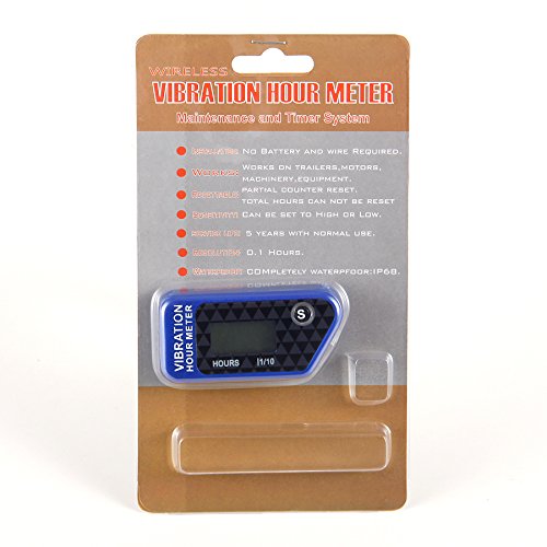  [AUSTRALIA] - Runleader HM016B Vibration Activated Wireless Digital Hour Meter Hour Meter for Air Compressor Generator jet ski Lawn Mower Motocycle Marine ATV outboards Chainsaw and other small engines(blue)