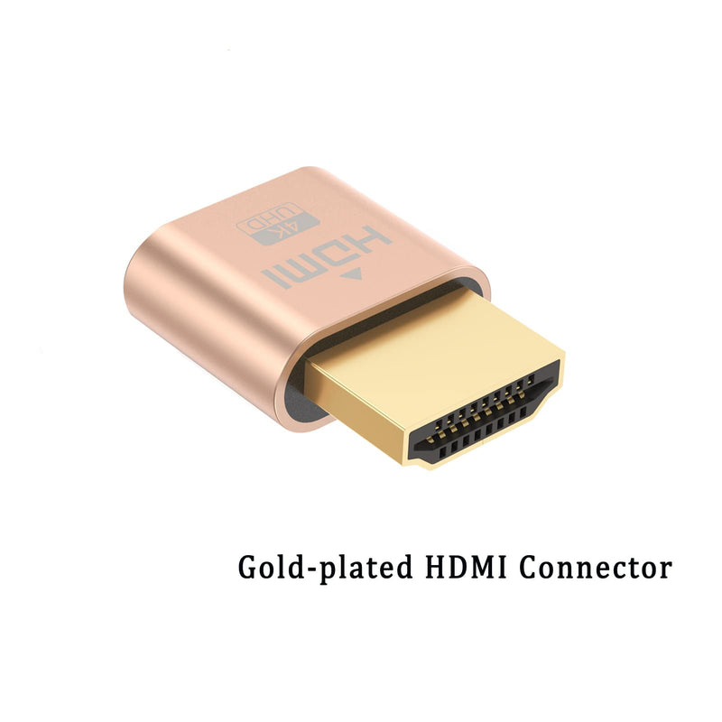  [AUSTRALIA] - HDMI Dummy Plug 4K 2-Pack, Dummy HDMI Display Emulator Adapter HDMI Virtual Monitor Supports 3840x2160@60Hz Compatible with Windows, Mac OS, Linux 1 inch Gold