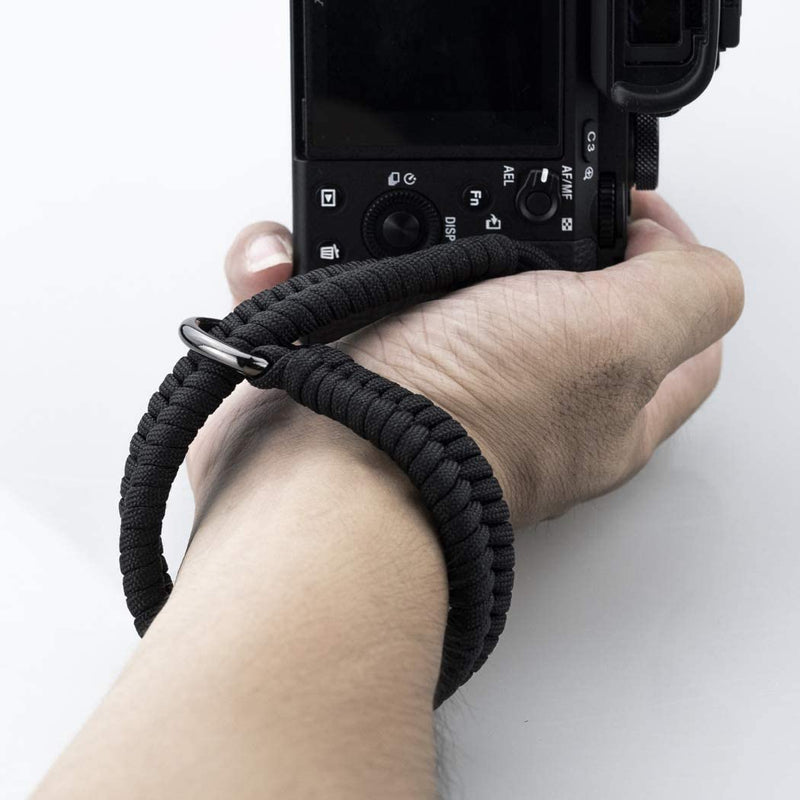  [AUSTRALIA] - Camera Wrist Strap for DSLR Mirrorless Camera, Quick Release Camera Hand Strap with Safer Connector Black