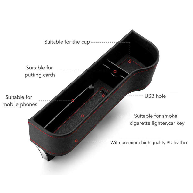  [AUSTRALIA] - washidai Car Seat Pockets PU Leather Car Console Side Organizer Seat Gap Filler Catch Caddy Black（1 Pack）