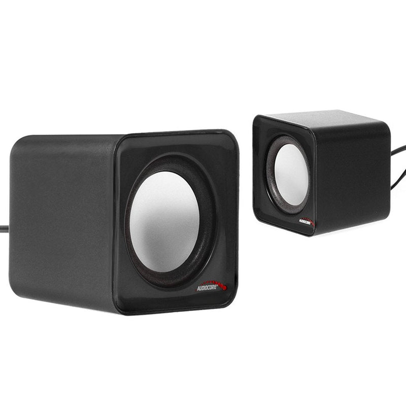  [AUSTRALIA] - Audiocore AC870 Compact Stereo Speaker 2.0 PC 2 x 3 Watt RMS (Black) Black
