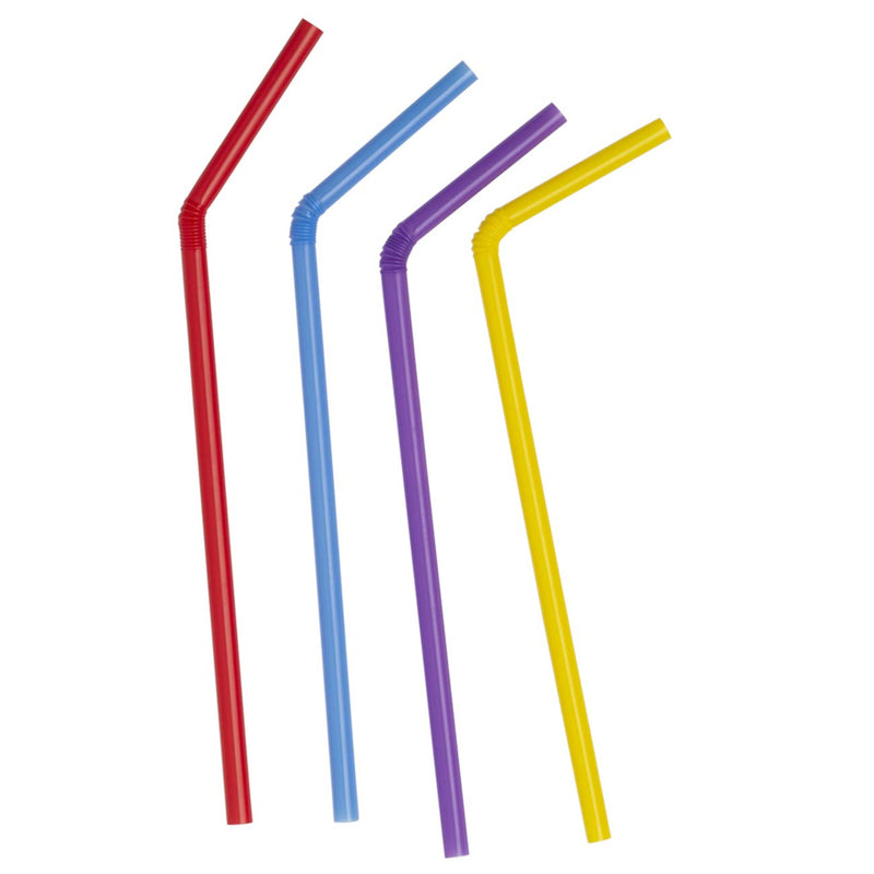  [AUSTRALIA] - [500 Pack] Flexible Disposable Plastic Drinking Straws - Assorted Colors
