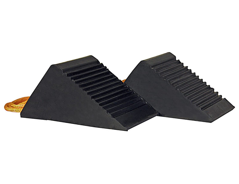  [AUSTRALIA] - Buyers Products WC35225 Mini Rubber Wheel Chock with Rope (Pair) , Black