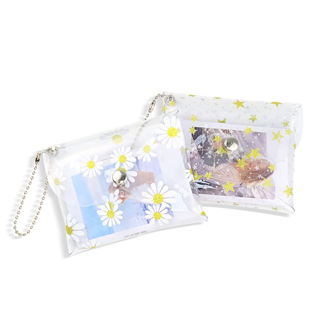  [AUSTRALIA] - CAIYOULE Case for Fujifilm Instax Mini 11 Instant Film Camera Square Photo Wallet Envelope Bag Mini Film Vogue Clear Picture Holder (Star Daisy) Star Daisy