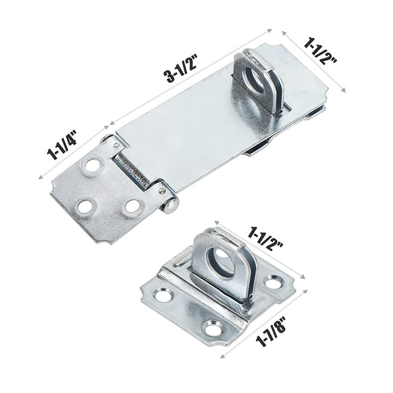  [AUSTRALIA] - HOME MASTER HARDWARE 6 Pack Door Padlock Locks Hasp Latch, 3-1/2 inch Safety Packlock Clasp Hasp Lock Latch,Extra Thick Door Gate Lock Hasp with Screws 3-1/2 in(6 Pack)