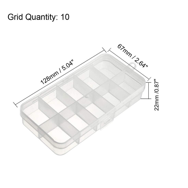  [AUSTRALIA] - uxcell Component Storage Box - Plastic Fixed 10 Grids Electronic Component Containers Tool Boxes Clear White 128x67x22mm