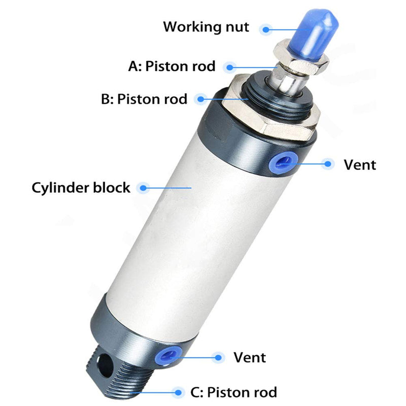 Beduan Mini air Cylinder MAL 16 X 125 Single Male Thread Rod Double-Action 16 Bore 125 Stroke - LeoForward Australia