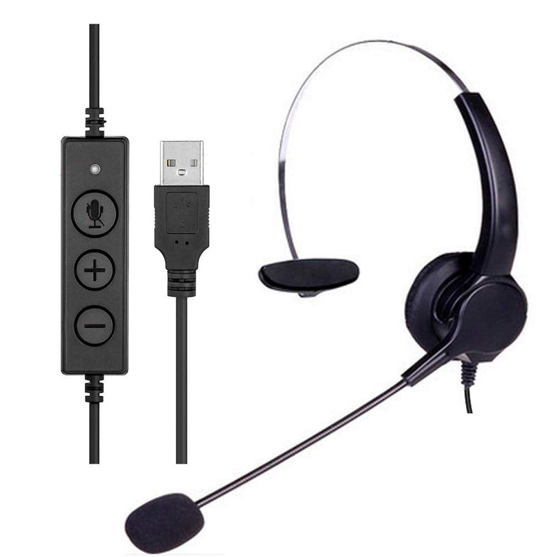  [AUSTRALIA] - TelPal Corded Noise Cancelling Monaural Headset with USB Headset Adapter as Office PC Headset for Computer/PC/Laptop Use Only UH500