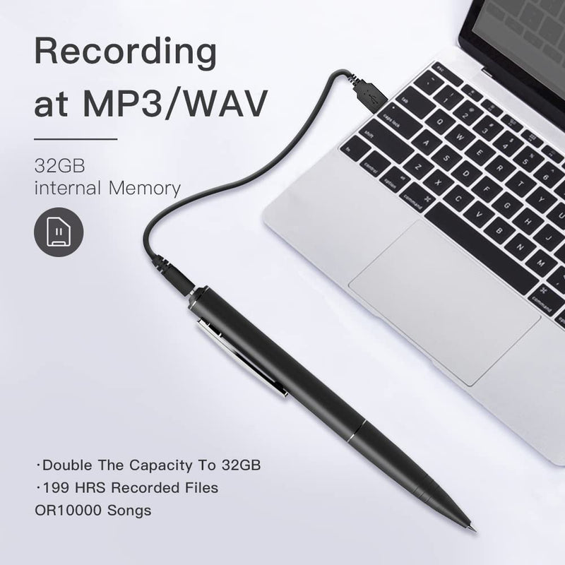  [AUSTRALIA] - 32GB Audio Voice Recording Device - Voice Activated Recorder for Lectures Meetings, Mini Digital USB Voice Recorder with Microphone, Portable USB MP3 Playback balck
