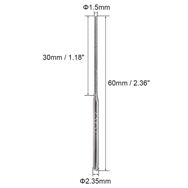 uxcell Mini Diamond Burrs Grinding Drill Bits for Rotary Tool 2.35mm Shank 1.5mm Cylindrical Ball Nose 5 Pcs - LeoForward Australia