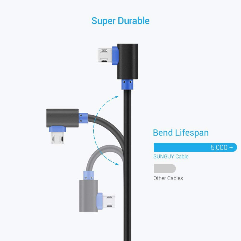  [AUSTRALIA] - SUNGUY Micro USB Cable Right Angle[2 Pack], 6ft/2m Short 90 Degree Reversible Double-Sided Micro Connector Fast Charging Cord for Samsung Galaxy S7 Edge/S7/S6 Edge/S6, LG, Power Bank 6FT*2