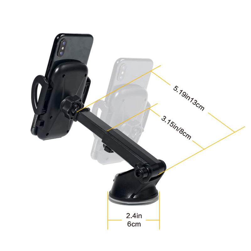  [AUSTRALIA] - Banseko Car Phone Holder Mount, Universal Cell Phone Holder for Car Dashboard,Auto Windshield,Car A/C Air Vent,with Adjustable Long Arm and Powerful Suction Cup