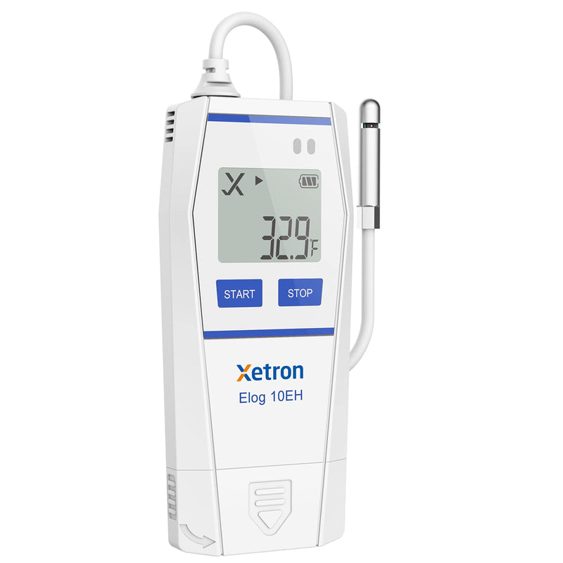  [AUSTRALIA] - Xetron Elog10EH Temperature Logger 32000 Point, Data Logger Humidity Meter with External Sensor, Data Logger PDF Export for Data Analysis Temperature Measuring Range -30~70°C