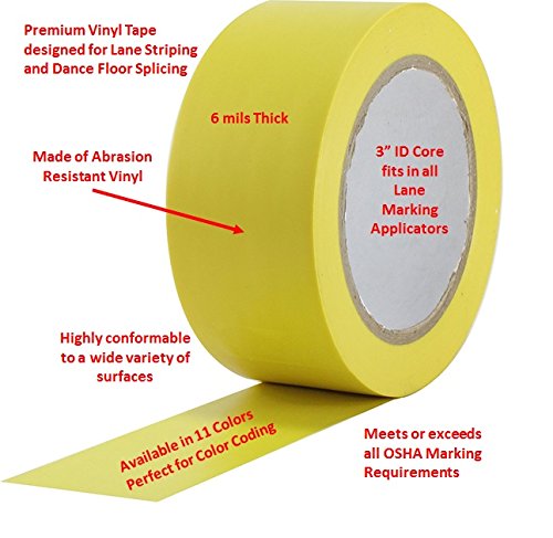  [AUSTRALIA] - PRO Tapes & Specialties Pro 50 Premium Vinyl Safety Marking and Dance Floor Splicing Tape, 6 mils Thick, 36 yds Length x 2" Width, Yellow (Pack of 1)