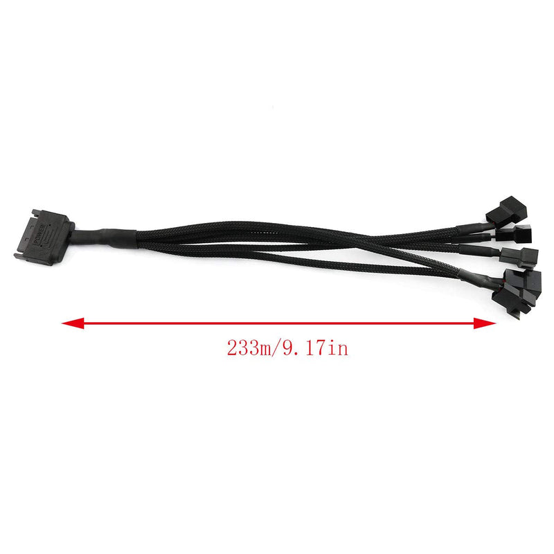  [AUSTRALIA] - E-outstanding Fan Splitter Cable 27cm/10.6Inch SATA to 5 x 3/4-Pin Splitter PC Fan Extension Power Adapter Cable for Computer Case