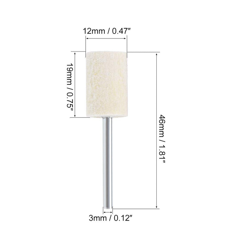  [AUSTRALIA] - uxcell 12mm Wool Felt Mounted Points Cylinder Polishing Bits Burrs Buffing Wheels with 1/8" Shank 12 Pcs