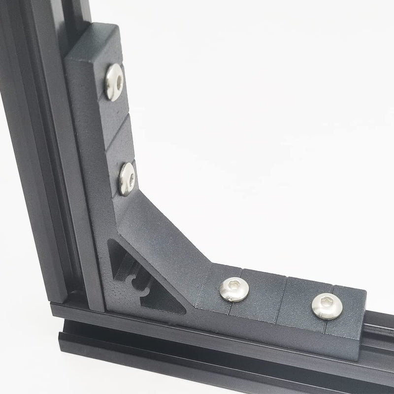  [AUSTRALIA] - Iverntech 4pcs Black Corner Bracket 78x78mm, 4 Hole Inside Strong Support Corner Brackets Gusset for 2020 Aluminum Extrusion Profile with 16Pcs M5 Screws + 16Pcs M5 T Nuts 4pcs Black 7878 for 2020