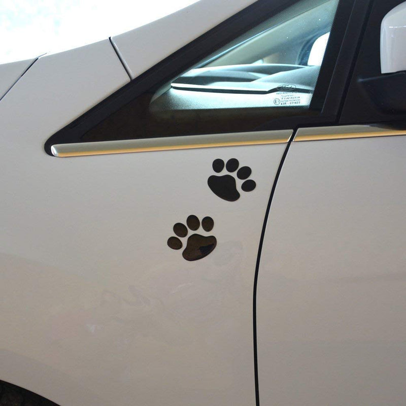  [AUSTRALIA] - LZLRUN 4PCS Black 3D Chrome Dog Paw Footprint Sticker Decal Auto Car Emblem Decal Decoration