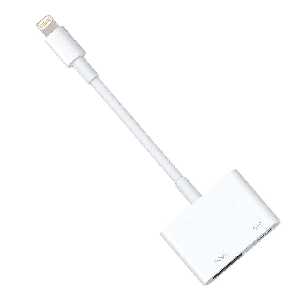  [AUSTRALIA] - Lightning to Digital AV Adapter Lightning to HDMI Adapter 1080P with Lightning Charging Port for Select iPhone, iPad and iPod Models and TV Monitor Projector (White)