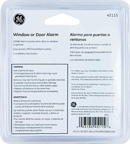  [AUSTRALIA] - GE 45115 Personal Security Window/Door, 2-Pack, DIY Protection, Burglar Alert, Wireless Chime/Alarm, Easy Installation, Ideal for Home, Garage, Apartment, Dorm, RV and Office, White, 2 Count 2 Pack