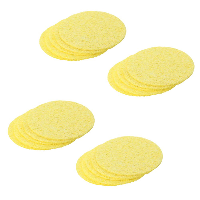  [AUSTRALIA] - Fielect 20Pcs Yellow Round Soldering Iron Cleaning Sponge Replacement Solder Tip Welding Clean Pads