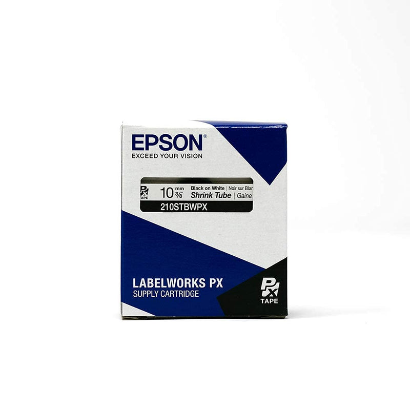 Epson LABELWORKS 210STBWPX Tape Cartridge - Black on White Shrink Tube Industrial Label Maker Tape - AWG 4-12, 3/8" (10MM) Wide, 8 ft (96") 10MM - LeoForward Australia