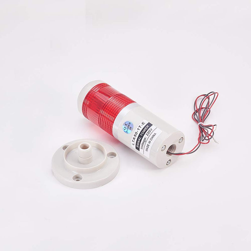 [AUSTRALIA] - Bettomshin 1Pcs Warning Light Bulb, 220V DC 3W, Industrial Signal Tower No Buzzer Constant Bright Alarm Indicator Lamp for Construction Freight Works TB50-1T-E Red with Siamese Base