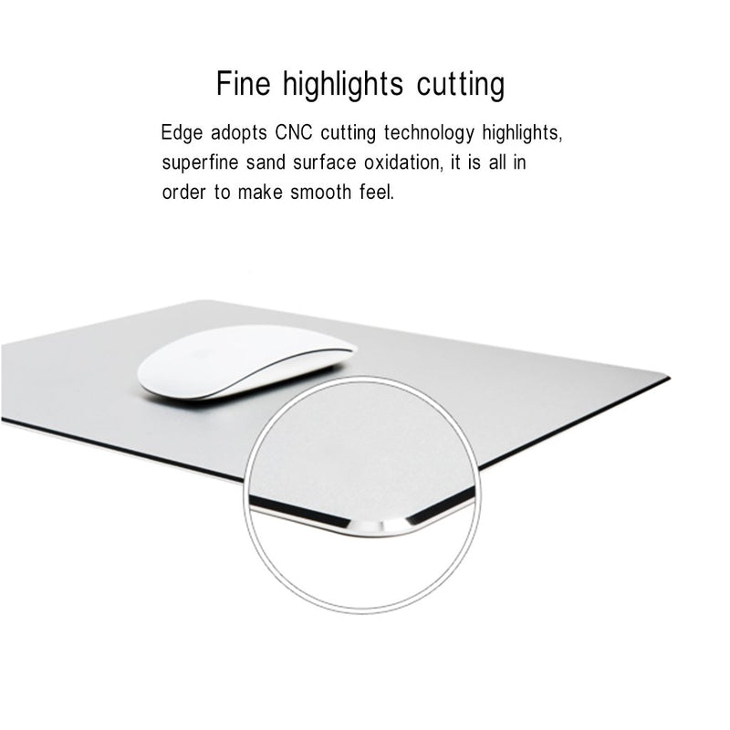 Mouse Pad, Qcute 9.18" 6.11" Gaming Aluminum Mouse Pad W Non-Slip Rubber Base & Micro Sand Blasting Aluminium Surface for Fast and Accurate Control (Silver) Small Silver - LeoForward Australia