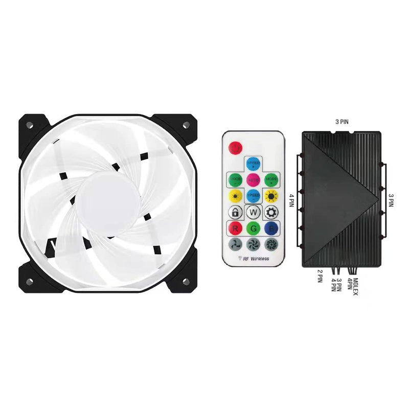  [AUSTRALIA] - G1 1 RGB 120mm Fan, 3-Pack Lighting Controller, PWM Control Computer case, ARGB Remote Control, programmable Lighting Effect, Space Light Effect with axial Circulation, Black Fan Frame