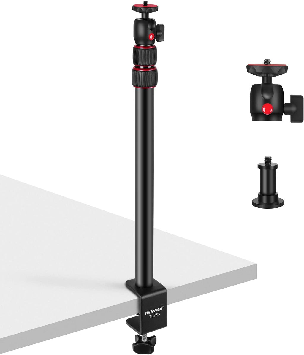  [AUSTRALIA] - NEEWER Extendable Camera Desk Mount with 1/4" Ball Head, 17”-40” Adjustable Table Light Stand with 1/4" Screw Adapter and C Clamp for DSLR Camera, Ring Light, Live Stream, Vlog, Max Load: 6.6lb/3kg