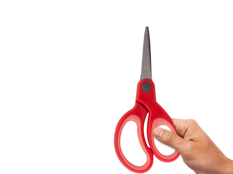  [AUSTRALIA] - 1InTheOffice Kids Scissors Pointed End, 5", Small School Student Scissors Red Two Tone Handle, Set of 3
